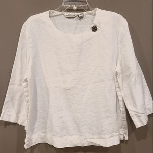White Orvis Linen Blouse Large